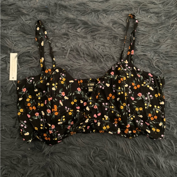 NWT AFRM floral  sleeveless crop top size XL - Picture 2 of 7